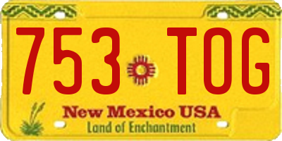 NM license plate 753TOG