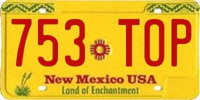 NM license plate 753TOP