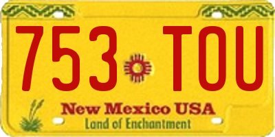 NM license plate 753TOU