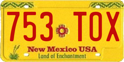 NM license plate 753TOX