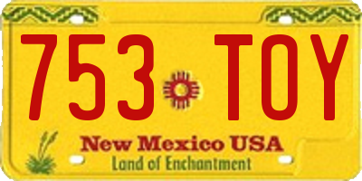 NM license plate 753TOY