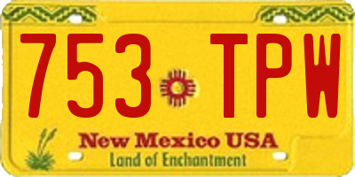 NM license plate 753TPW
