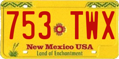 NM license plate 753TWX