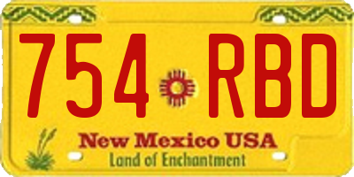 NM license plate 754RBD