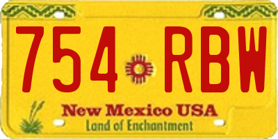 NM license plate 754RBW