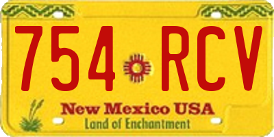 NM license plate 754RCV