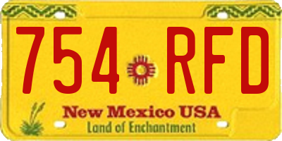 NM license plate 754RFD