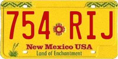 NM license plate 754RIJ