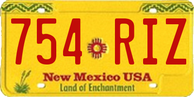 NM license plate 754RIZ