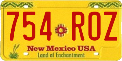 NM license plate 754ROZ