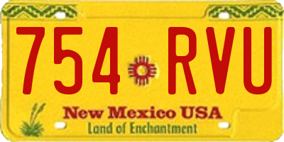 NM license plate 754RVU