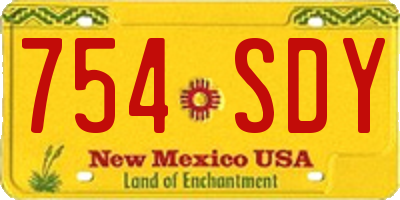 NM license plate 754SDY
