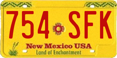 NM license plate 754SFK
