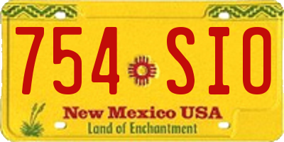 NM license plate 754SIO