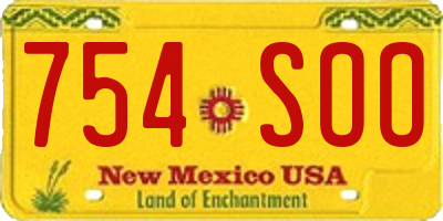 NM license plate 754SOO