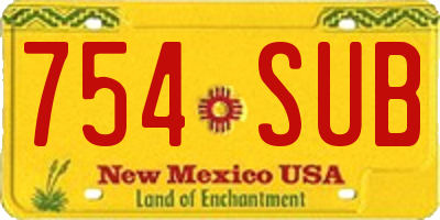 NM license plate 754SUB