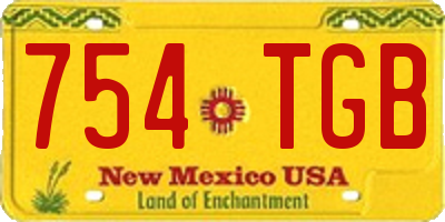 NM license plate 754TGB