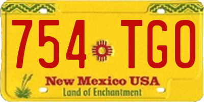 NM license plate 754TGO