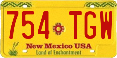 NM license plate 754TGW