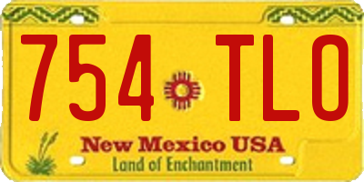 NM license plate 754TLO