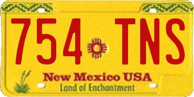 NM license plate 754TNS