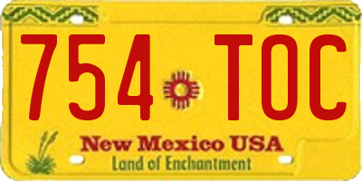 NM license plate 754TOC