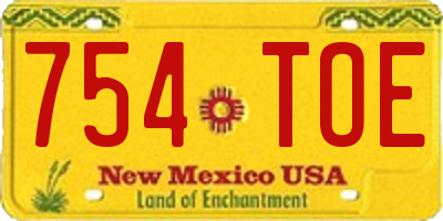 NM license plate 754TOE