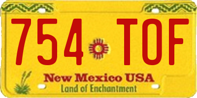 NM license plate 754TOF