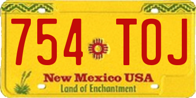 NM license plate 754TOJ