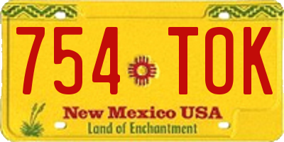 NM license plate 754TOK