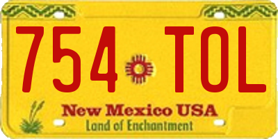 NM license plate 754TOL