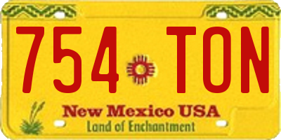 NM license plate 754TON