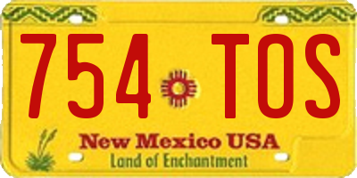 NM license plate 754TOS