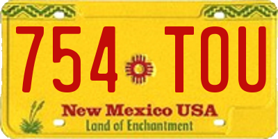 NM license plate 754TOU