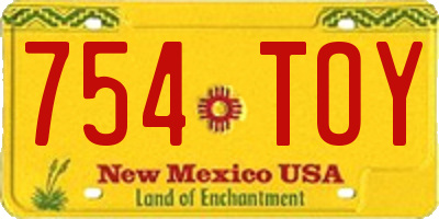 NM license plate 754TOY