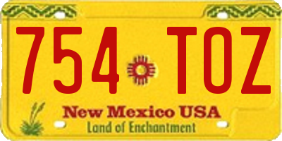 NM license plate 754TOZ