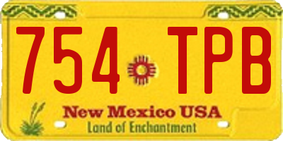 NM license plate 754TPB