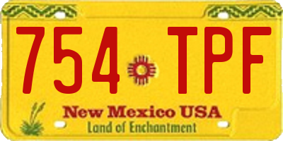 NM license plate 754TPF