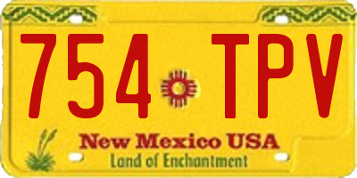 NM license plate 754TPV