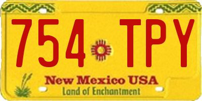 NM license plate 754TPY