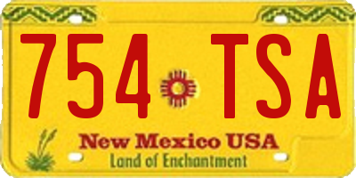 NM license plate 754TSA