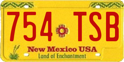 NM license plate 754TSB