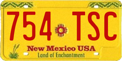NM license plate 754TSC
