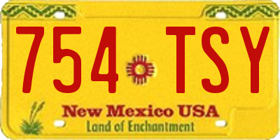 NM license plate 754TSY