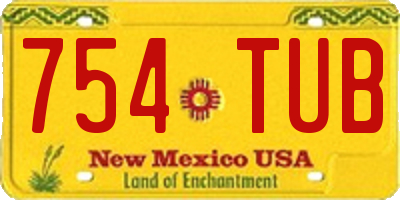 NM license plate 754TUB