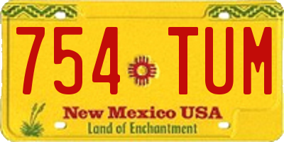 NM license plate 754TUM