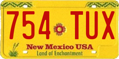 NM license plate 754TUX