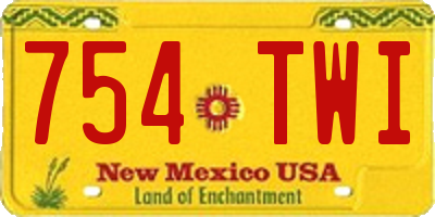 NM license plate 754TWI