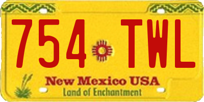 NM license plate 754TWL