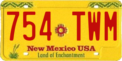 NM license plate 754TWM